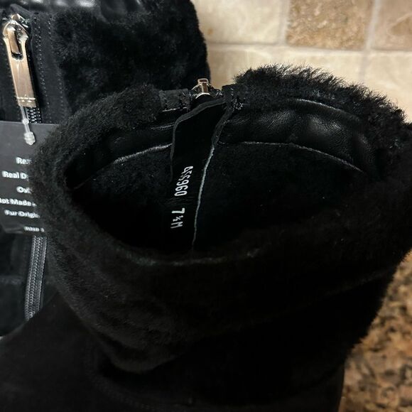 Aquatalia Size 10 Black Nelle Suede & Shearling Bootie NWT - Picture 4 of 6